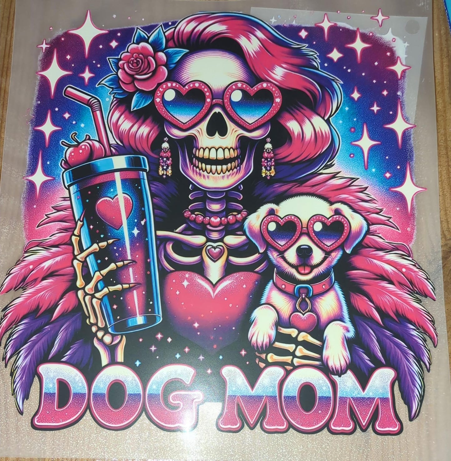Bügelbilder Set Dog Mom Hunde Mama Skelett pink lila blau SGBB00061