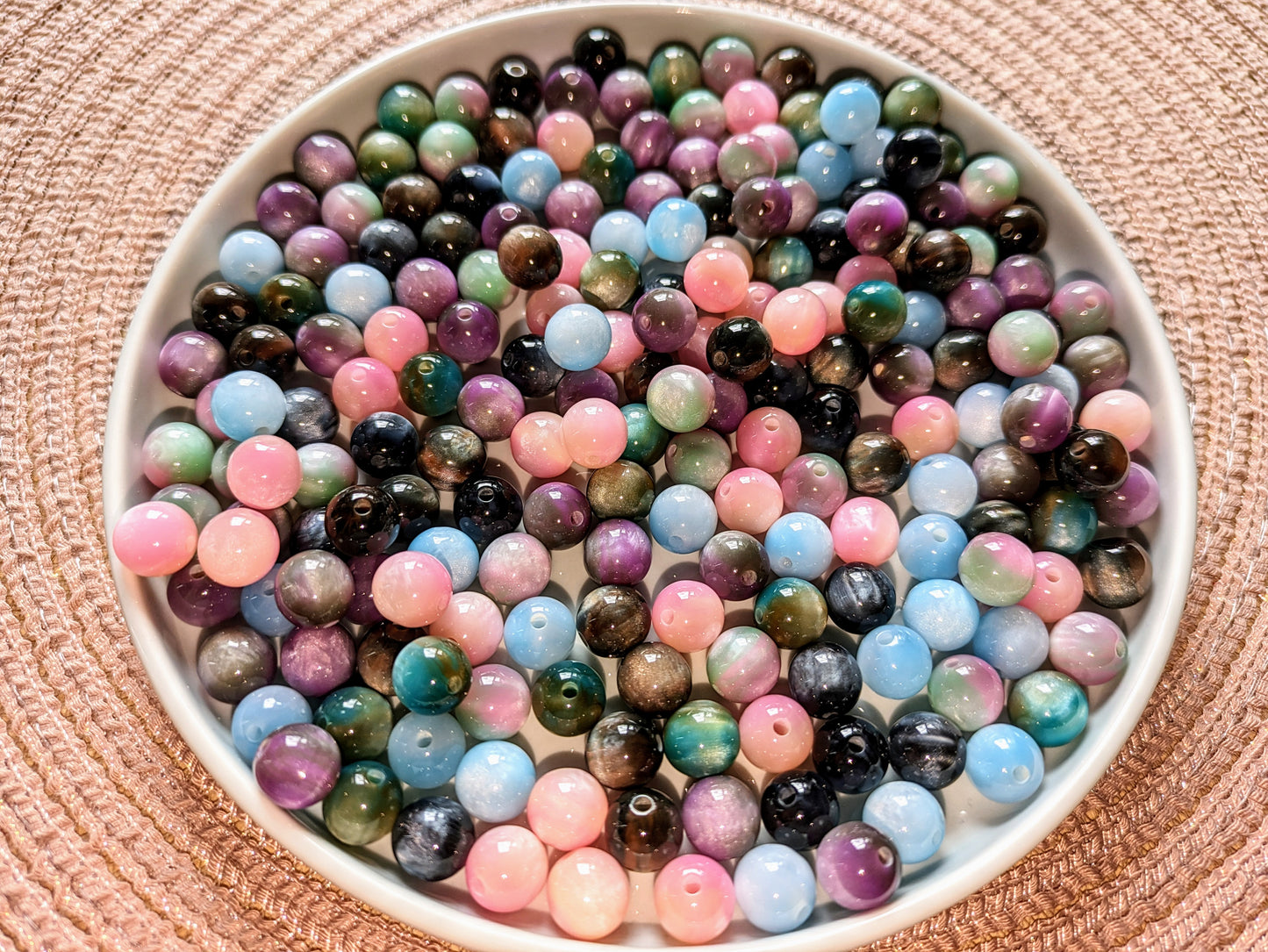 Katzenaugen Perlen 10mm Mix