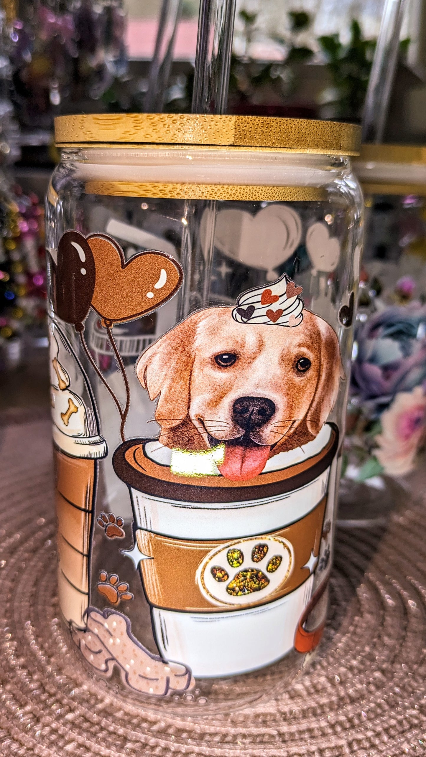 Fertig beklebte Gläser