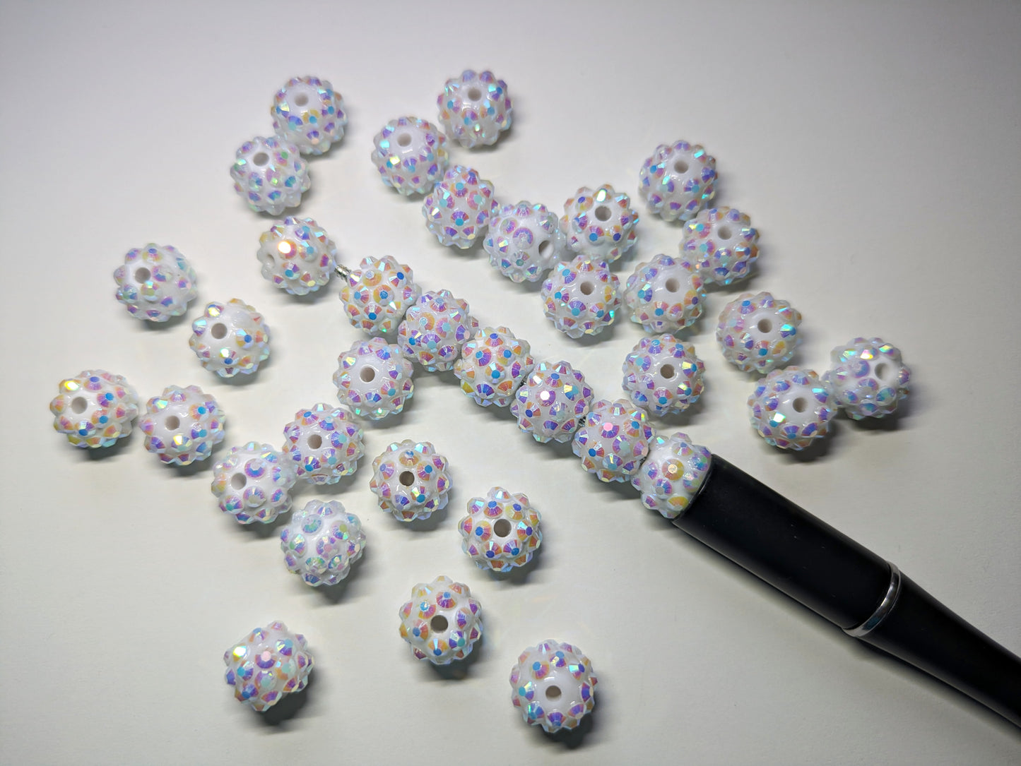 Strassperle 12 mm weiß AB (79)