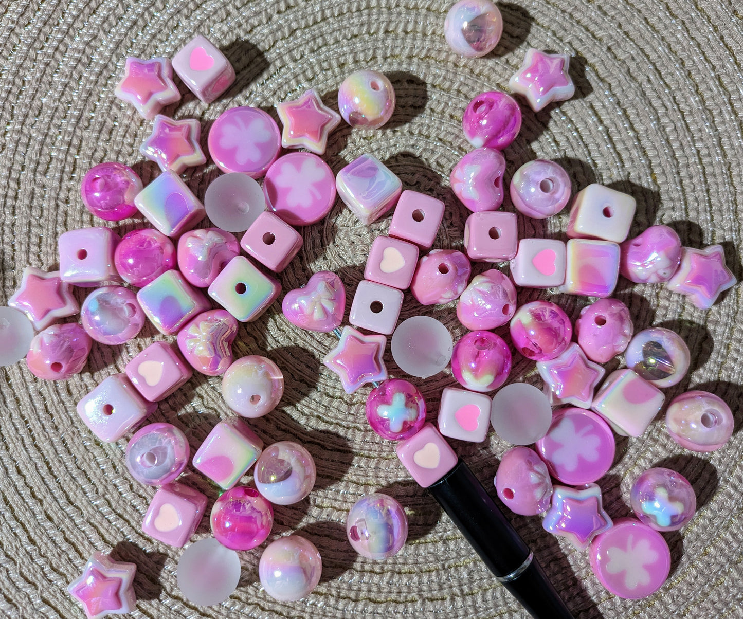 Perlen in verschiedenen Formen pink rosa (107)