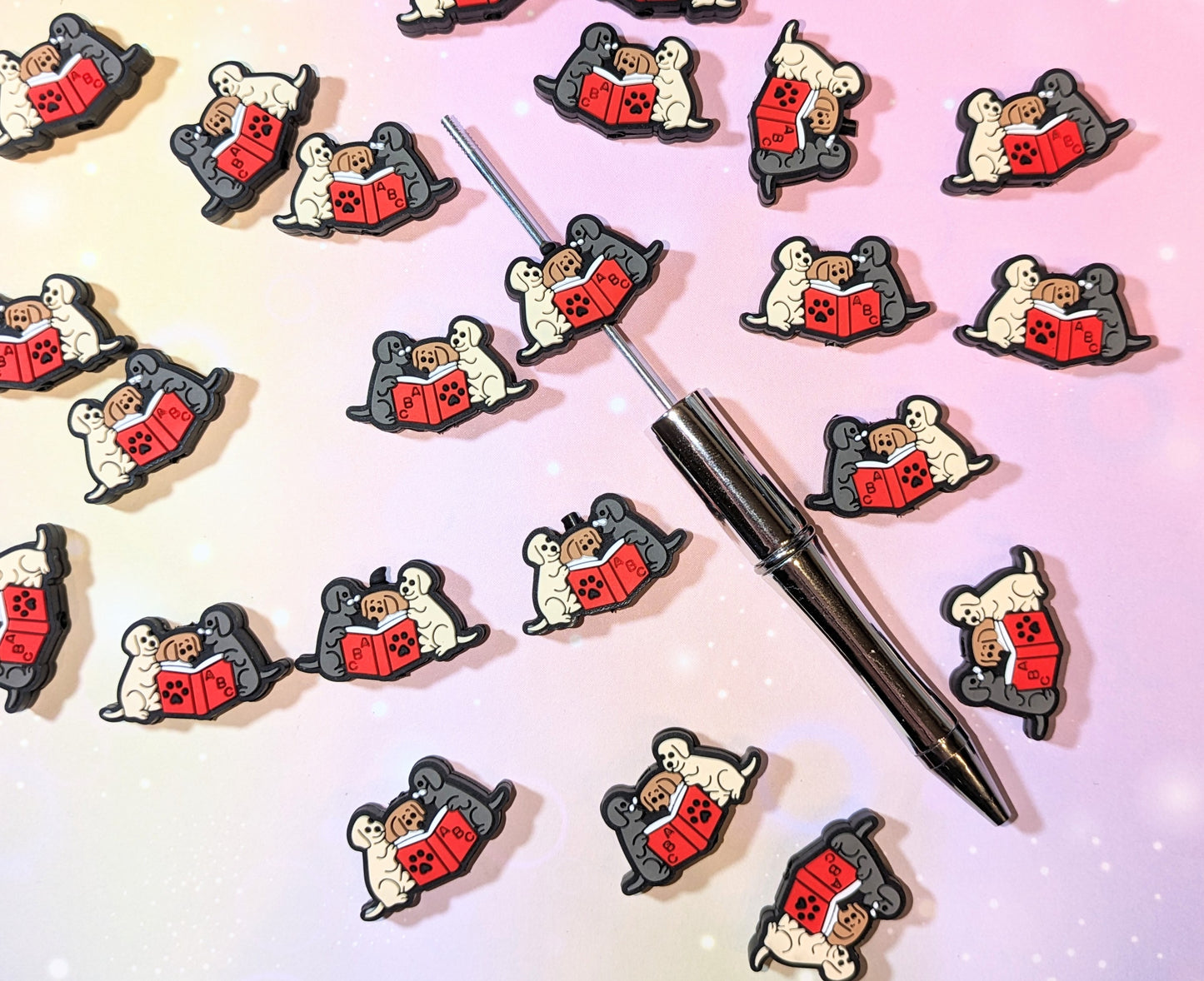 S60 Silikonperle / Focal Hunde lernen Lesen Hund Buch ABC Schulanfang