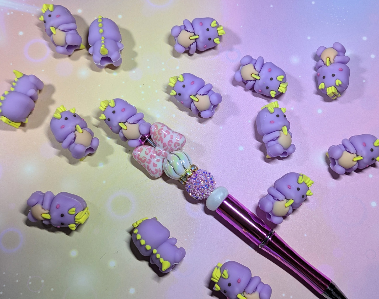 Pentopper / Stiftaufsatz Dino Drachen lila gelb