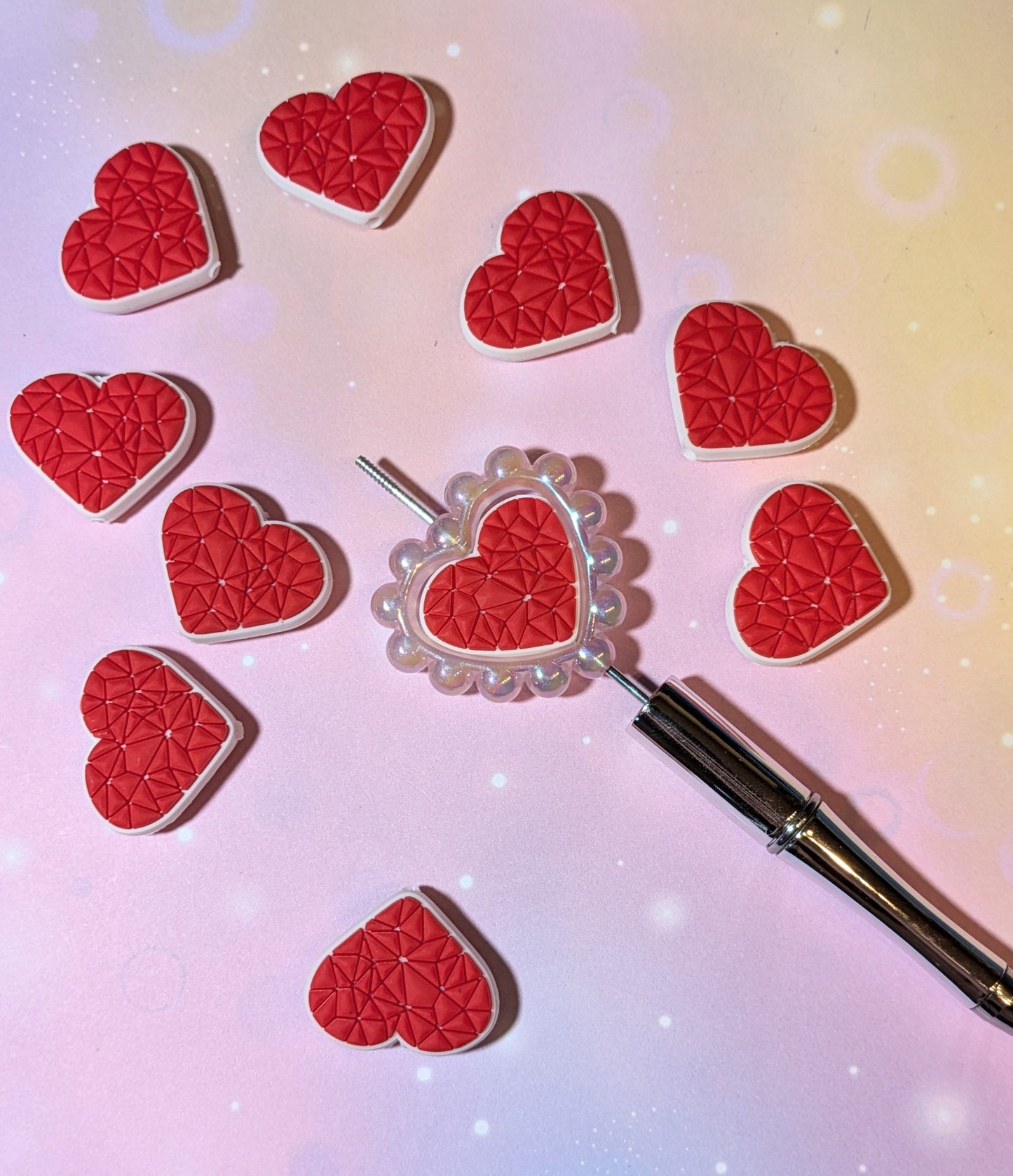 Focal Silikonperle Herz rot rauten