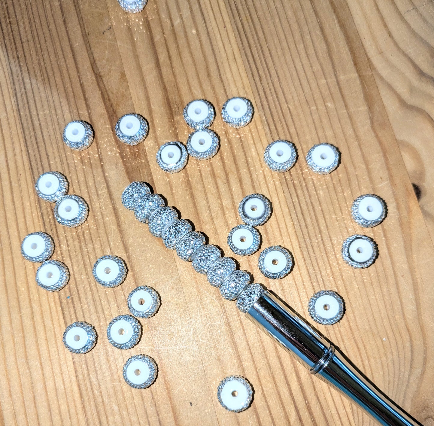 12 mm Strass Spacer silber