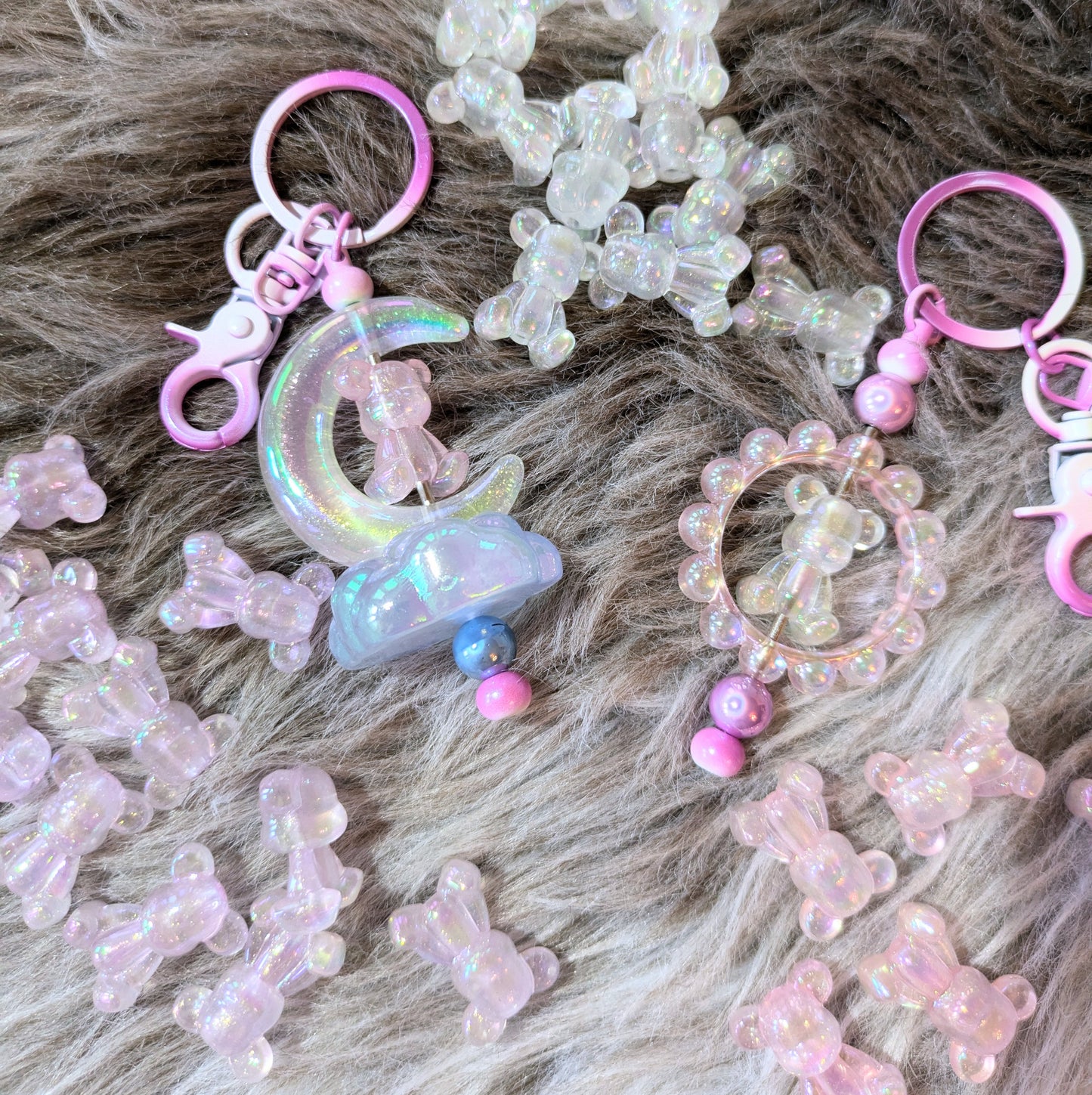 Bezaubernde 3D kleiner Goldglitzerbär in 3 verschiednene Farben leuchten im Dunkeln