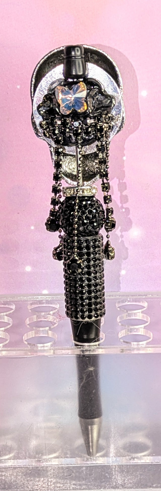 Unikat riesige Metallperle Totenkopf in silber schwarz gehalten