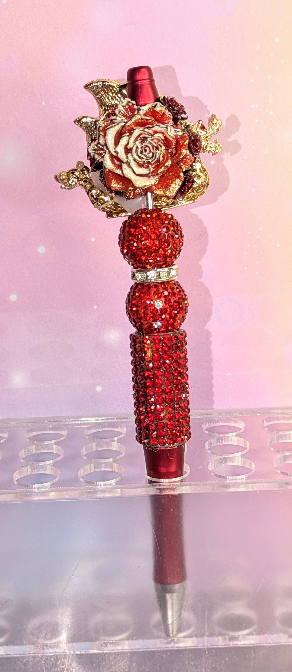 Unikat Chinesische Drachenboot Metallperle in gold und rot gehalten