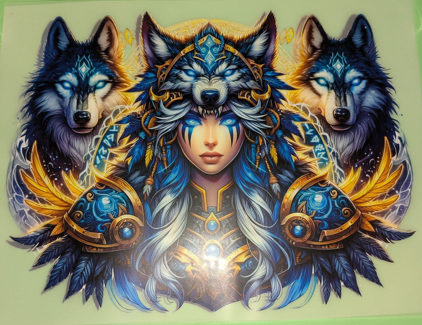 Bügelbild Gr. L Scharmanin mit Wölfen