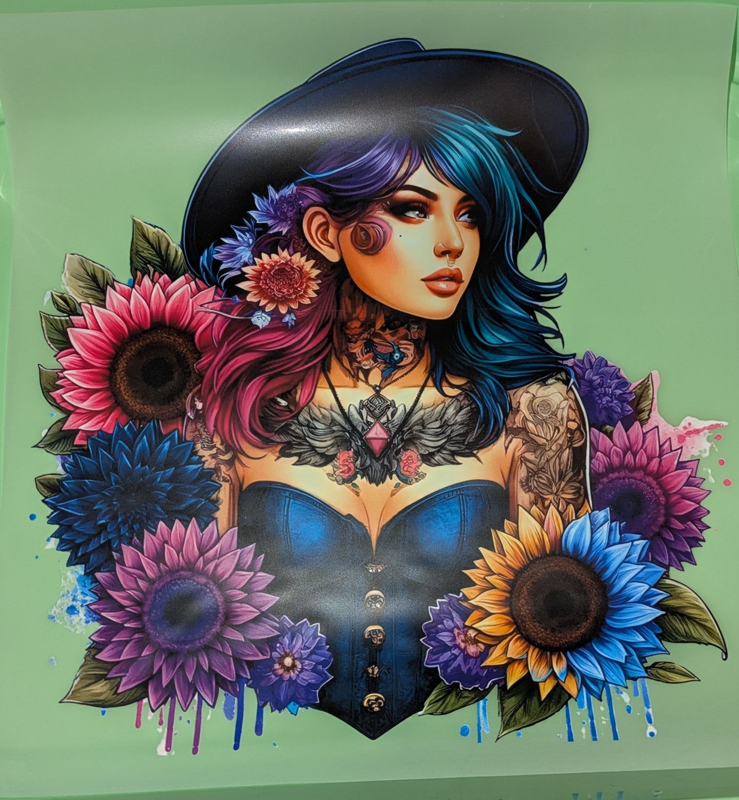 Bügelbild Gr. L " Girl mit Hut " GBB000043