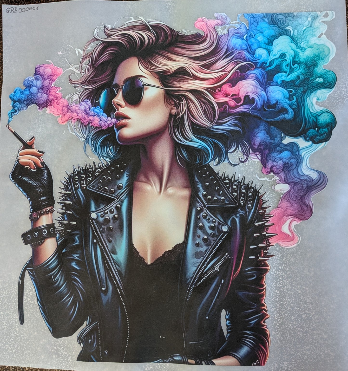 Bügelbild Gr. L "Bunter Rauch" GBB000001