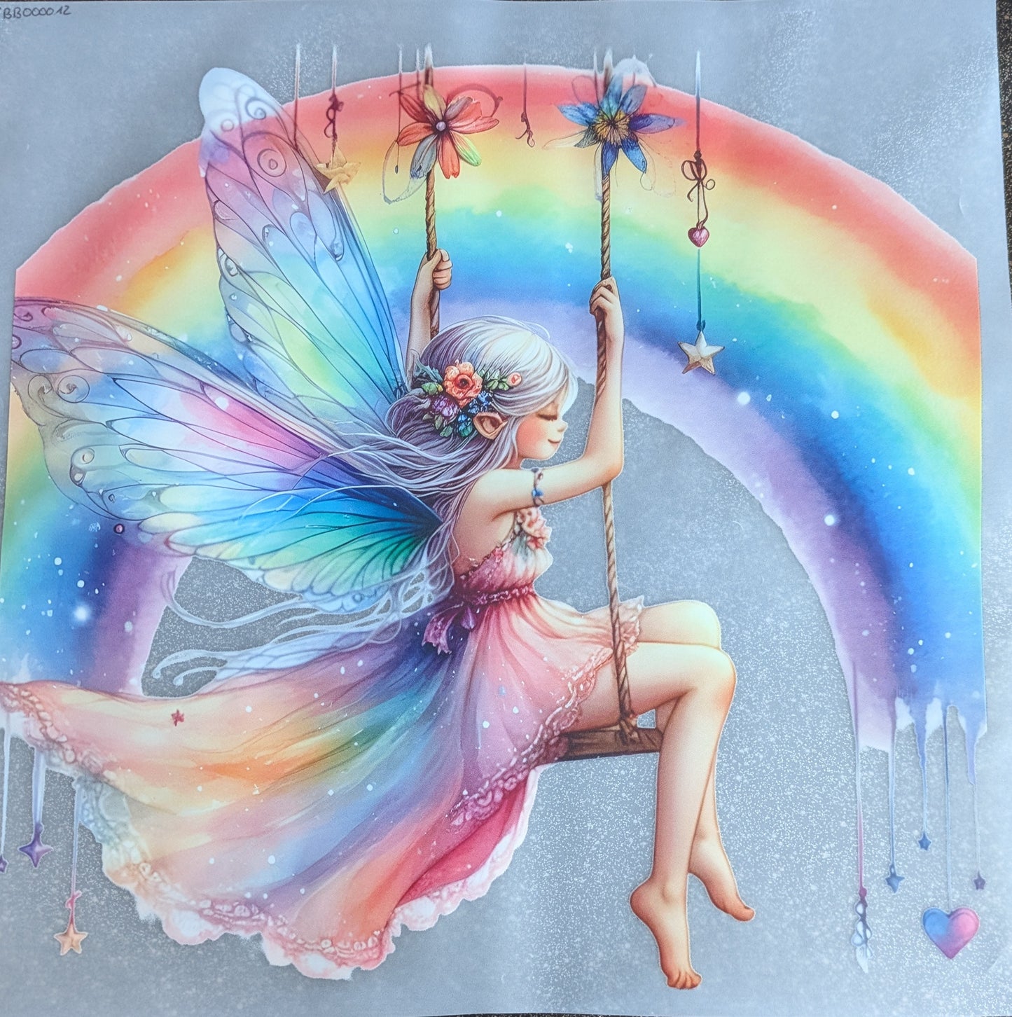 Bügelbild Gr. L " Fee auf Schaukel " GBB000012