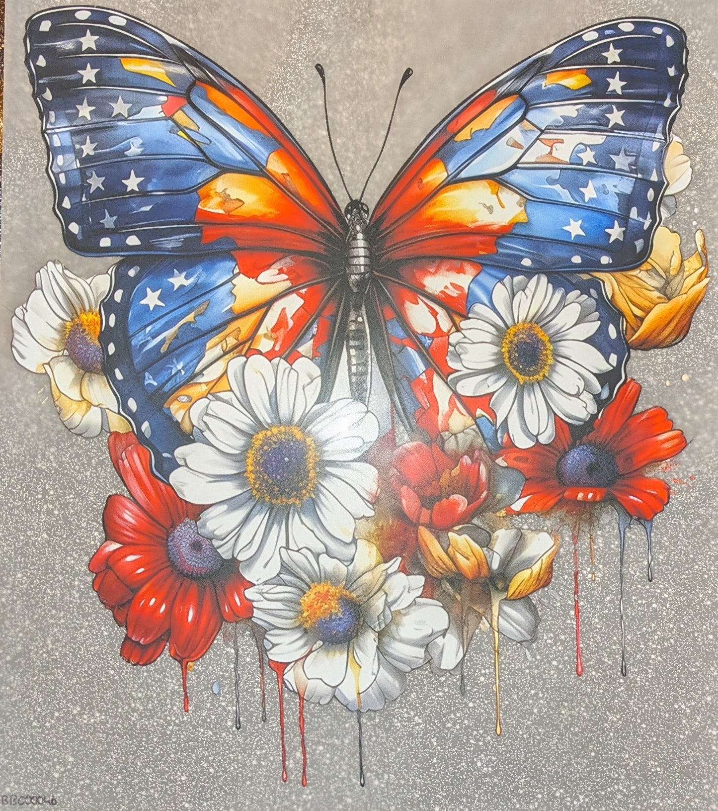 Bügelbild Gr.L " Schmetterling USA " GBB000046