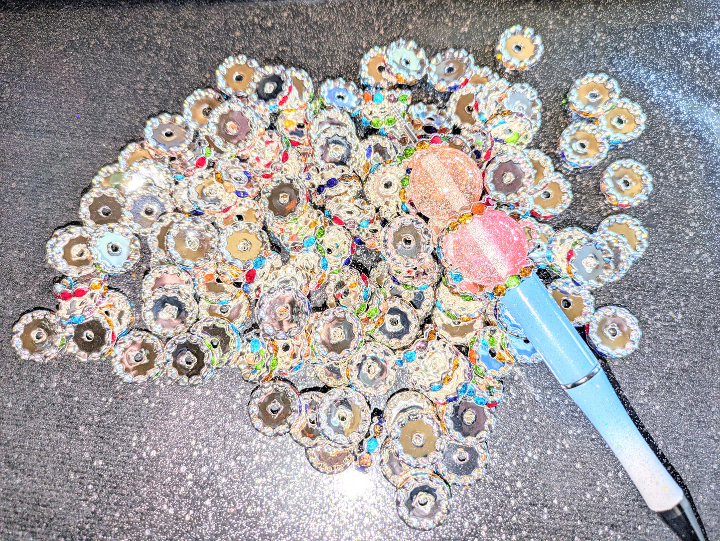 15mm Spacer Abstandsperlen silber bunt 10 Stk KSB01