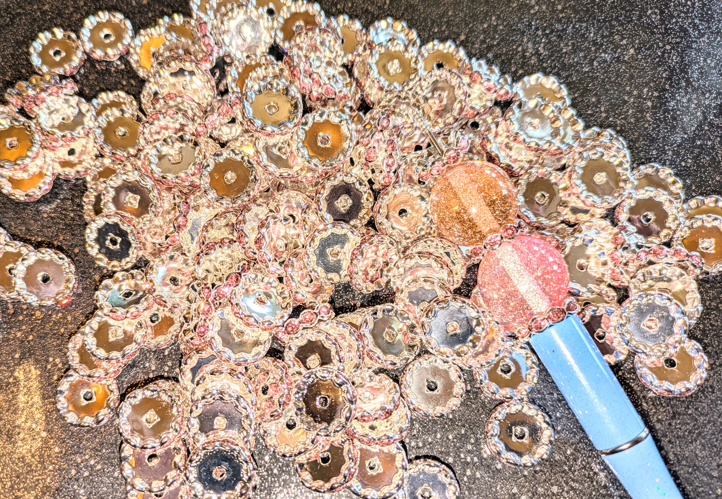 15mm Spacer Abstandsperlen silber rosa 10 Stk