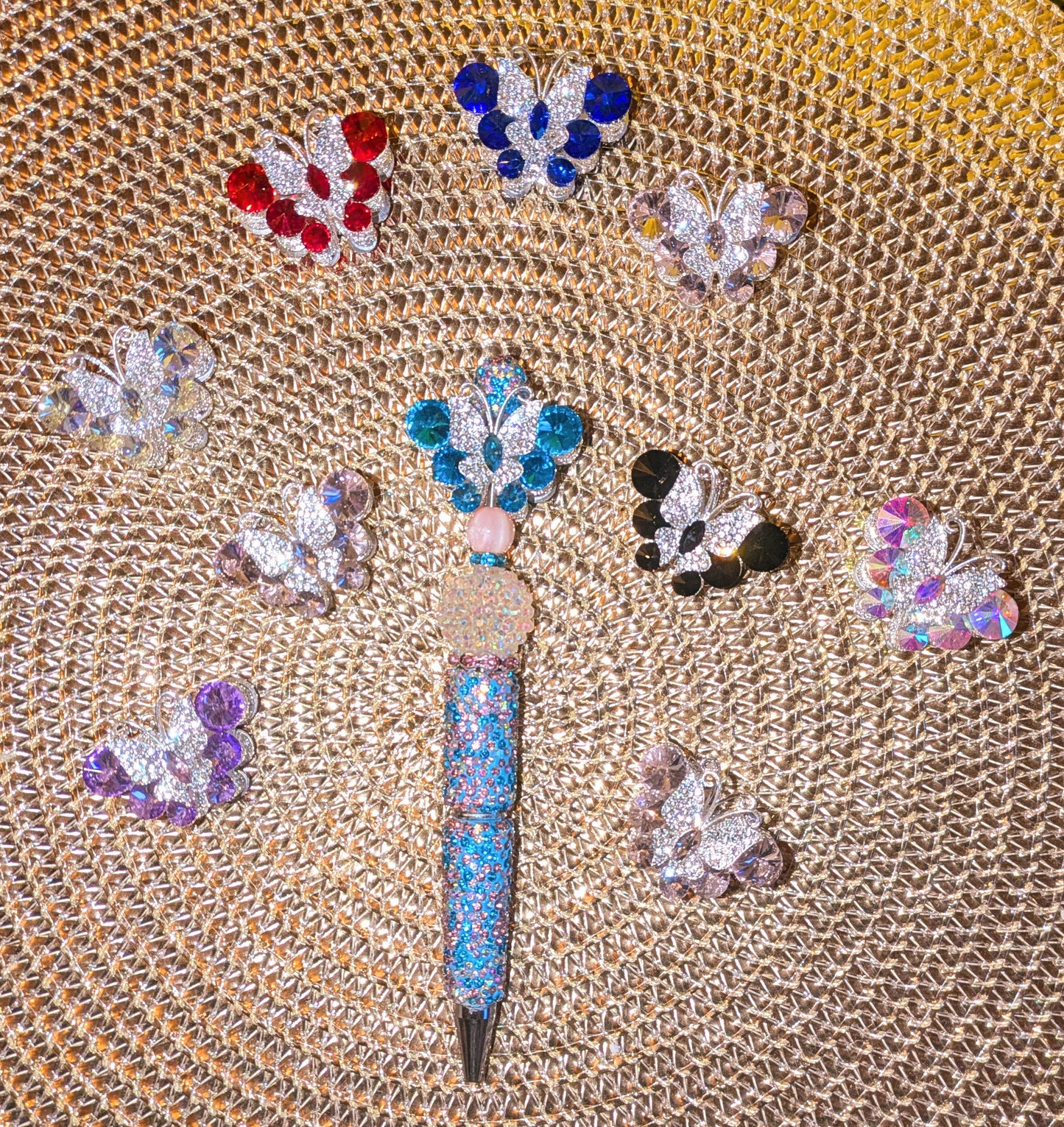 Metallperle Schmetterling mit Facettierten Glasperlen und Strass in verschiedenen Farben