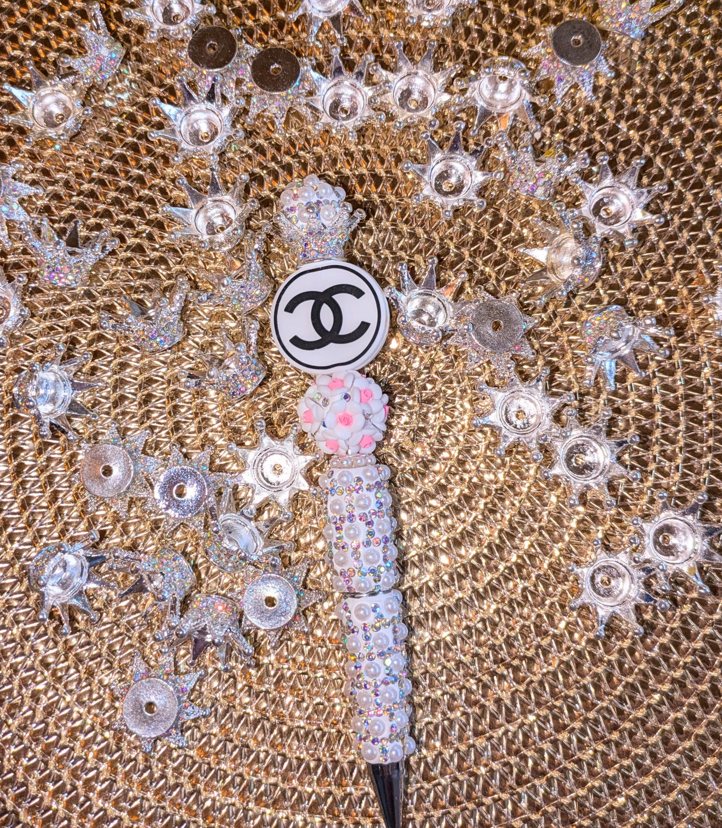 große Metallkronen mit viel Strass AB glitzer silber