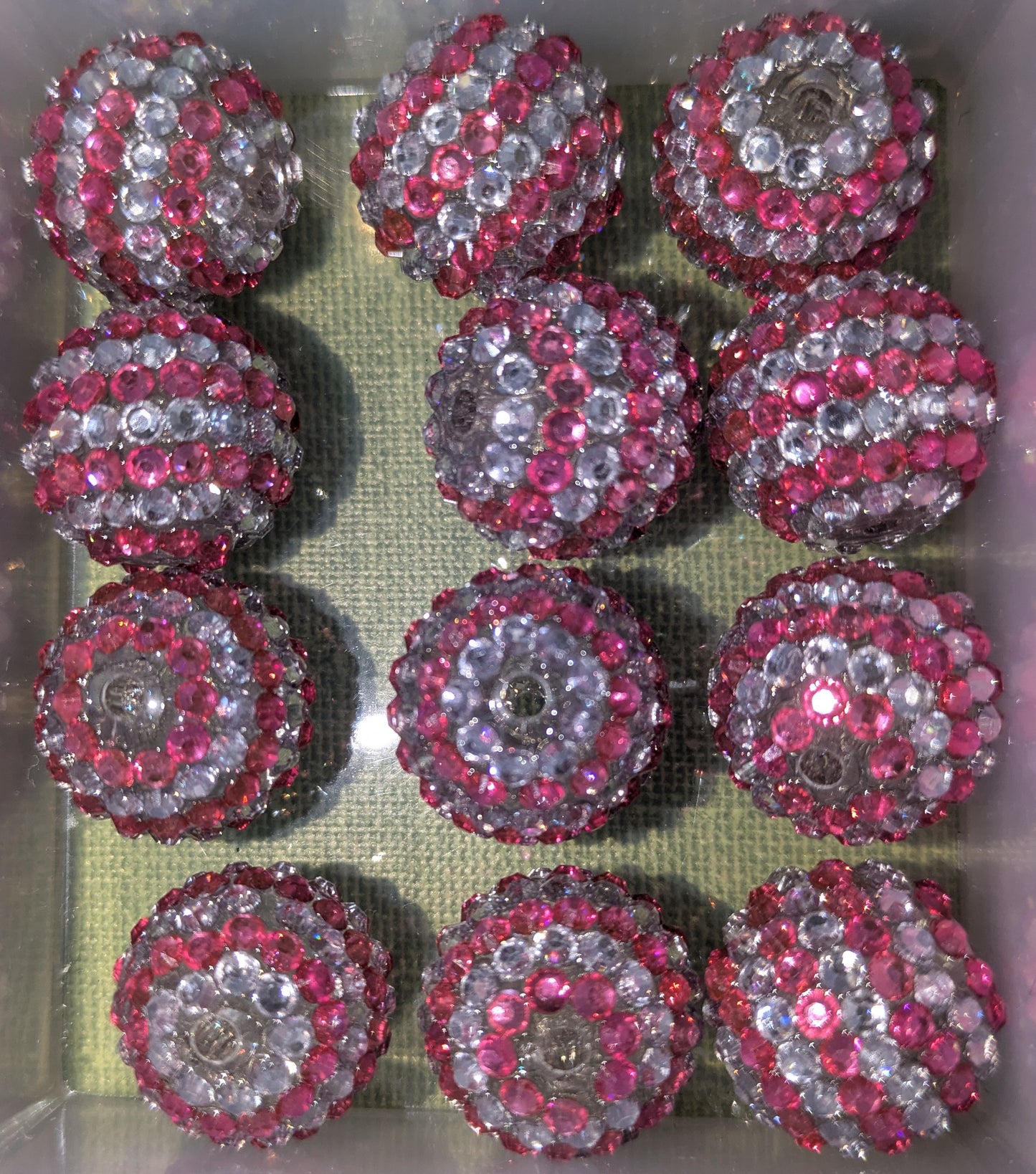 20 mm Strassperle in silber Pink gestreift 20