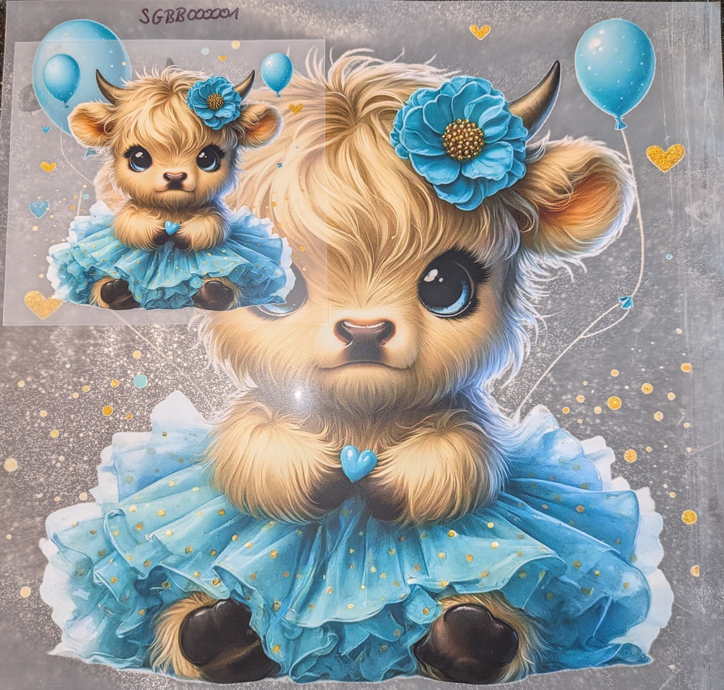 Bügelbilder Set Kuh im Tütü türkis SGBB000001