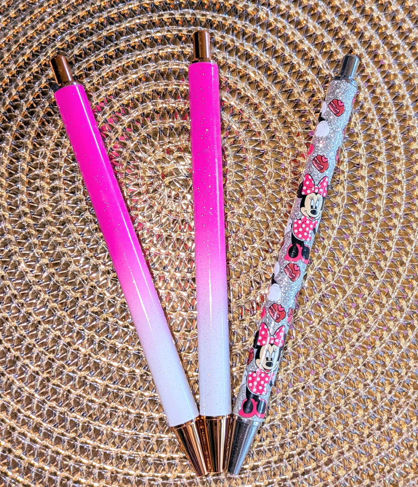 Beklebbarer Glitzerkugelschreiber Glitzer Kugelschreiber pink Ombre