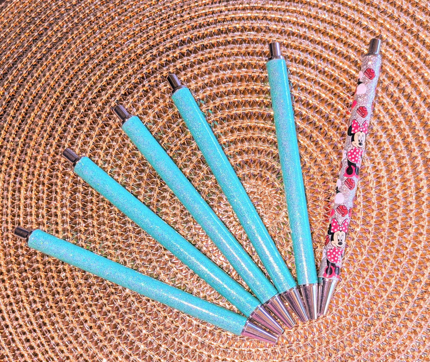 Beklebbarer Glitzerkugelschreiber Glitzer Kugelschreiber mint Glitzer