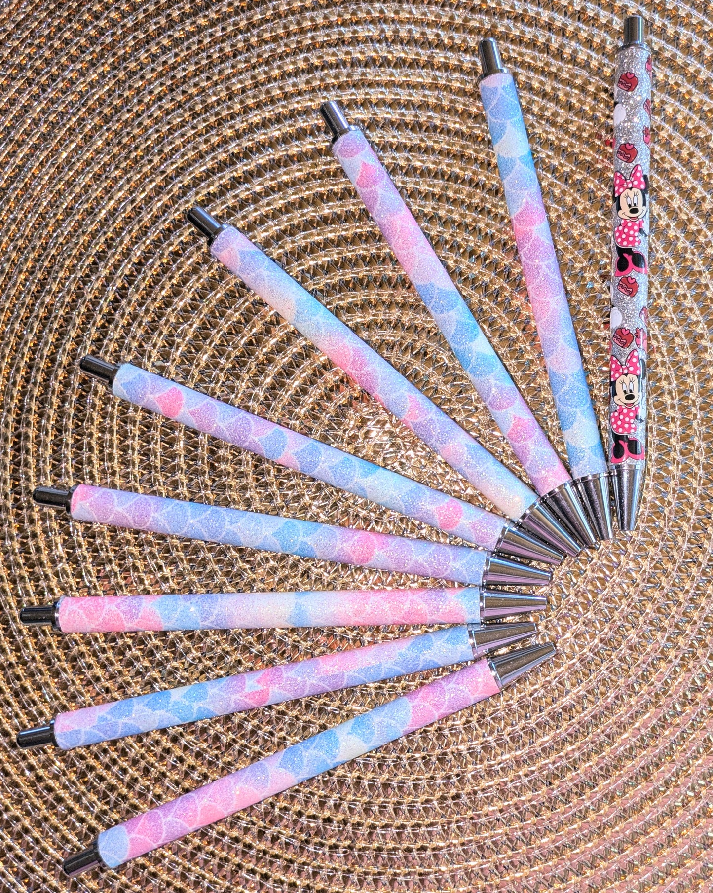 Beklebbarer Glitzerkugelschreiber Glitzer Kugelschreiber Schuppenmuster Glitzer