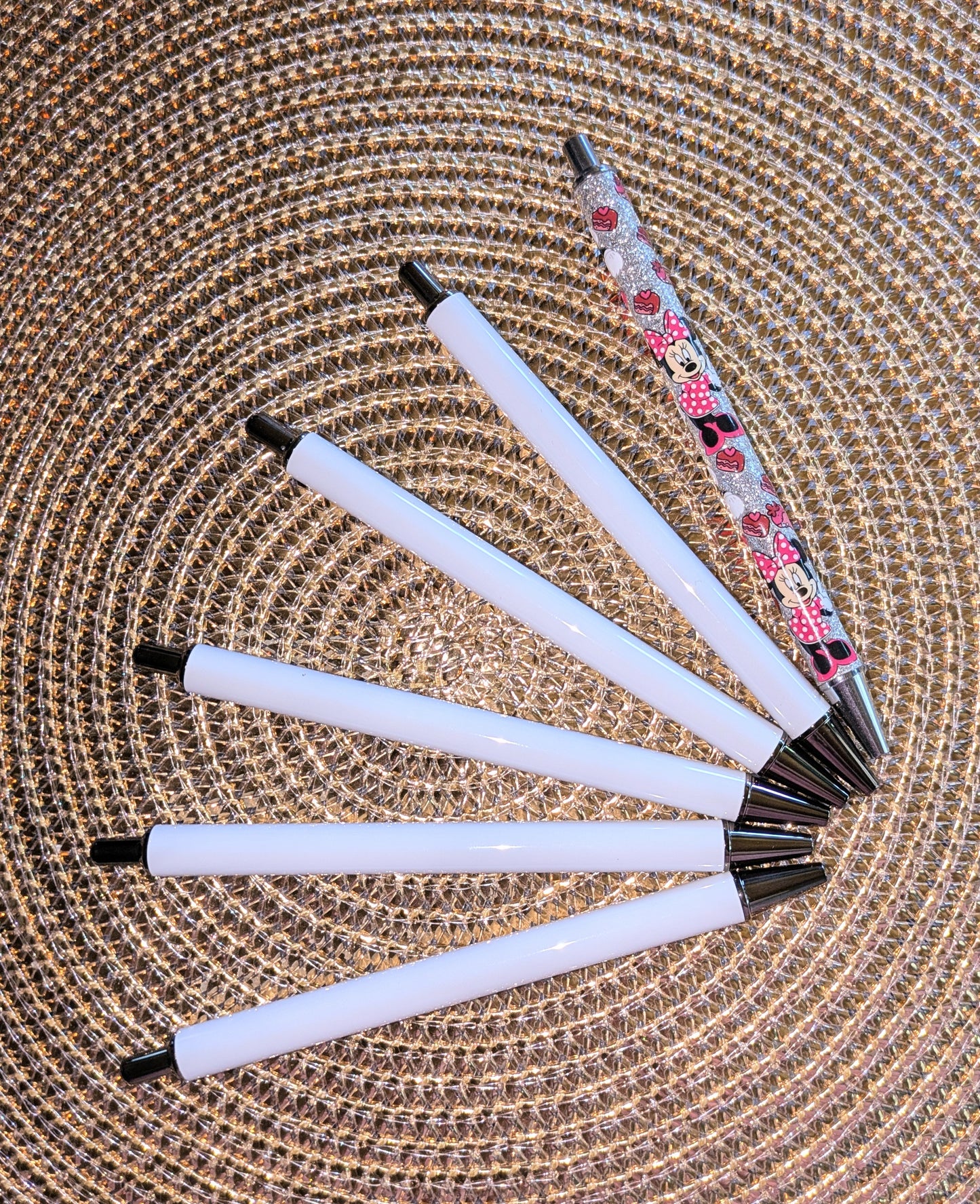 Beklebbarer Kugelschreiber weiß altsilber