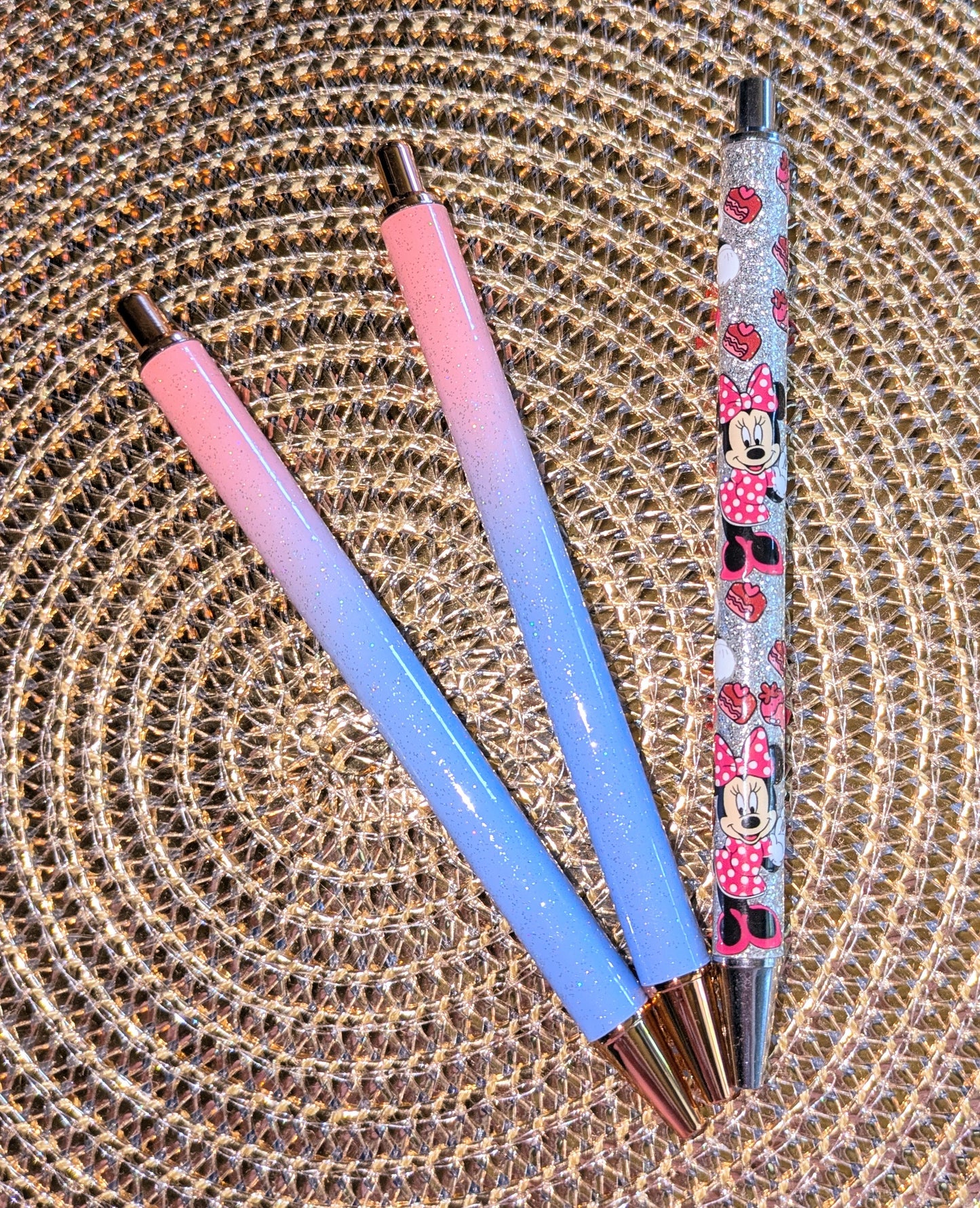 Beklebbarer Glitzerkugelschreiber Glitzer Kugelschreiber pfirsich blau ombre