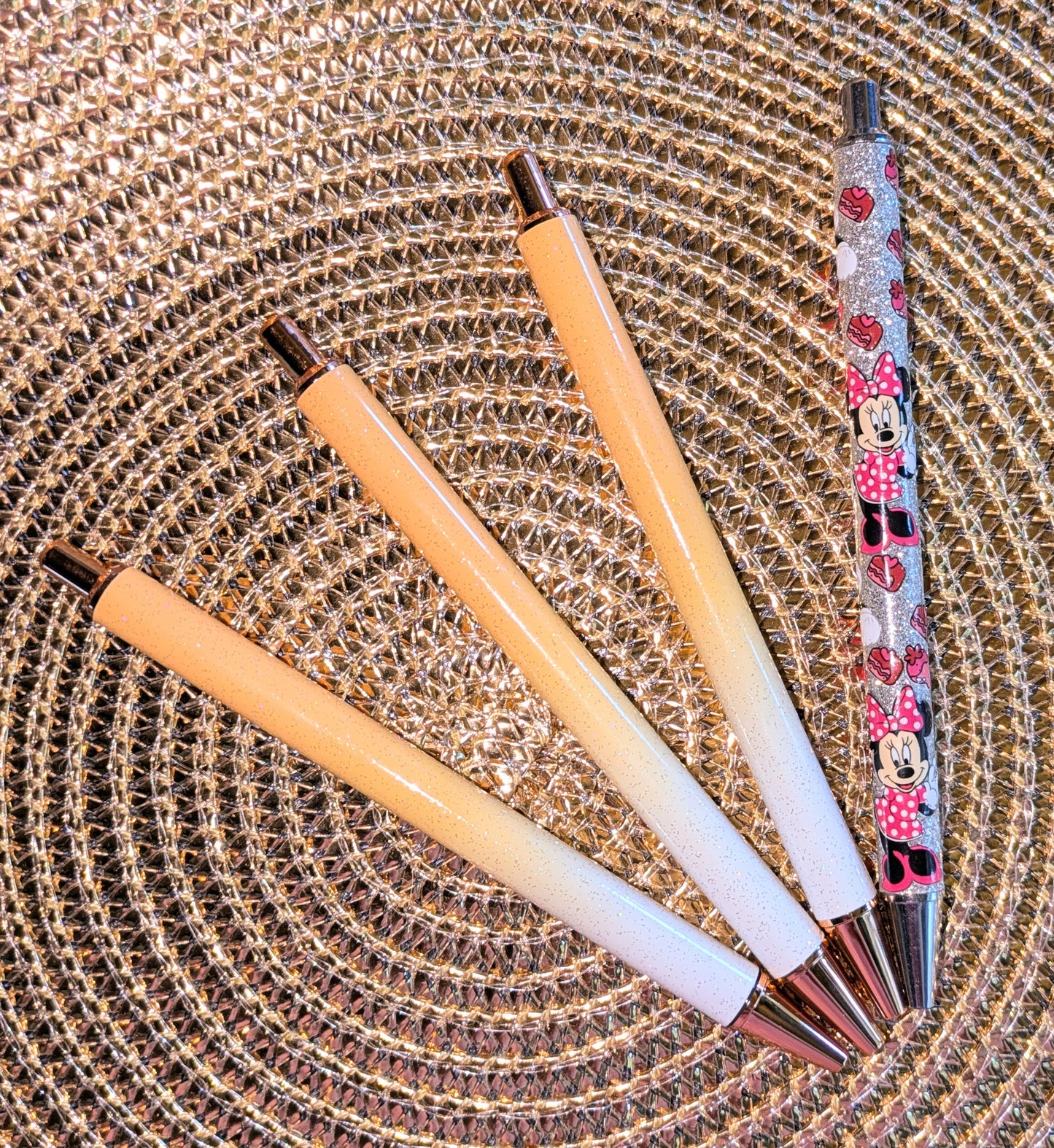 Beklebbarer Glitzerkugelschreiber Glitzer Kugelschreiber orange weiß ombre