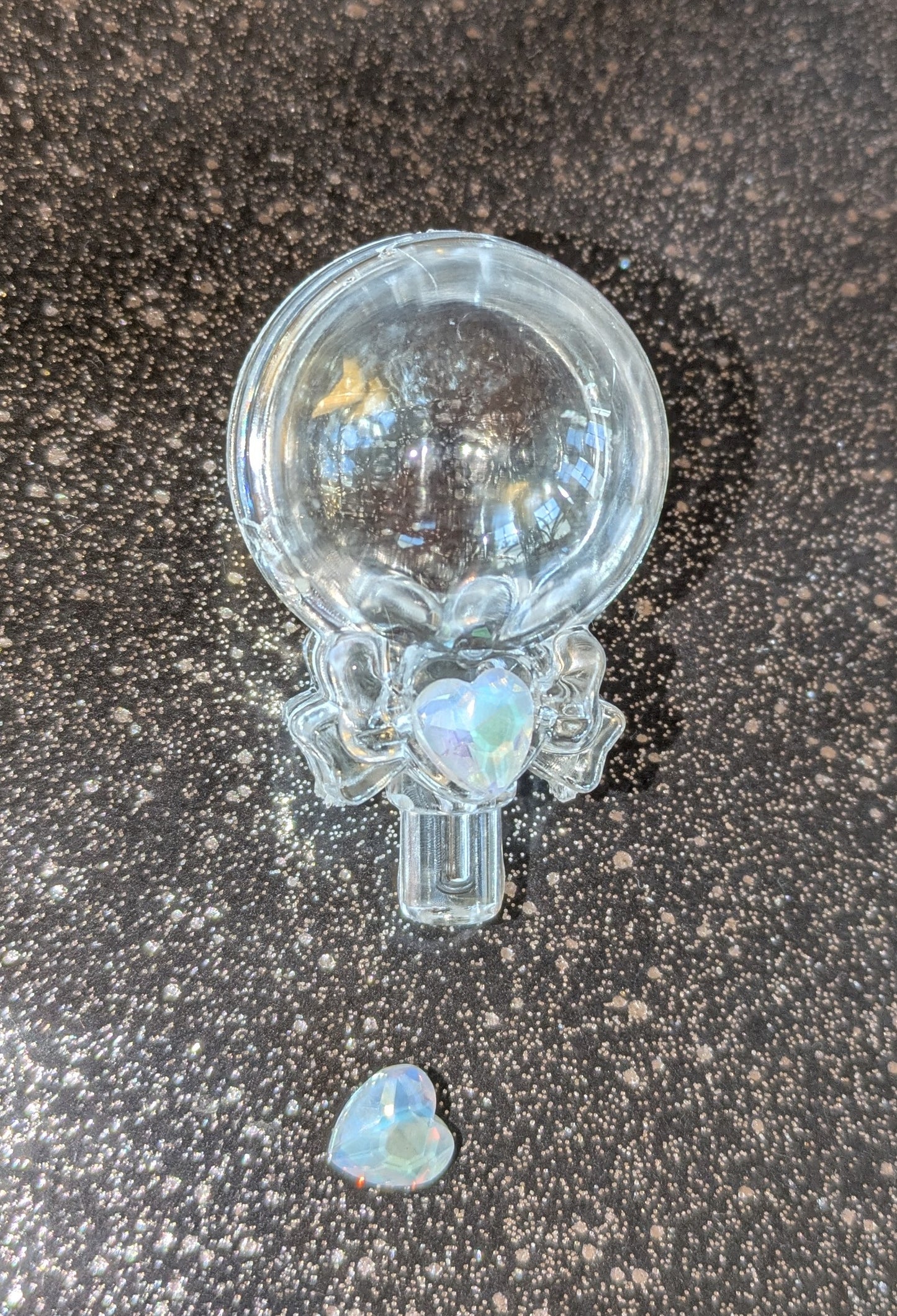 Befüllberer Transparenter Plastik Zauberstab als Perle zu Verwenden mit 2 Glasherzen