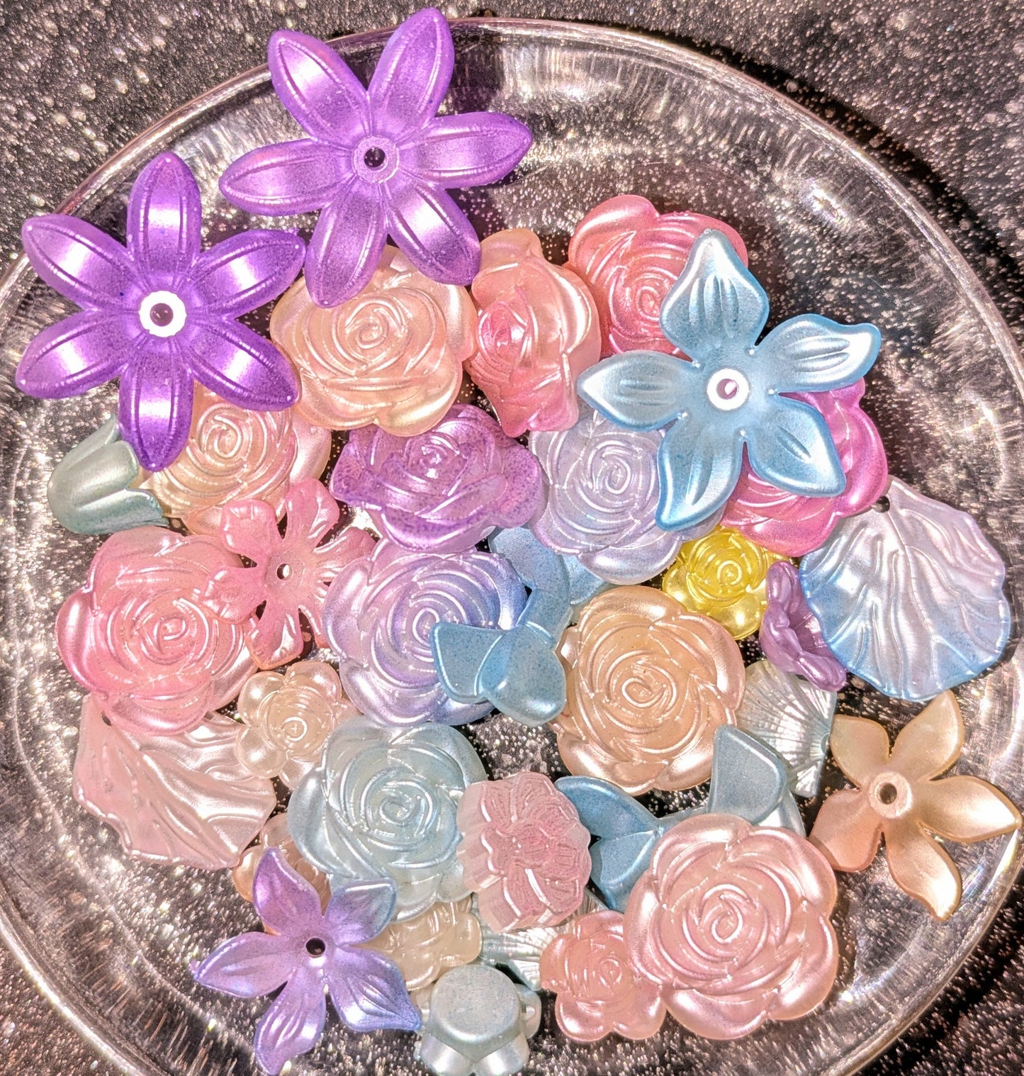 Multicolor Blüten-Perlen bzw. Anhänger Mix