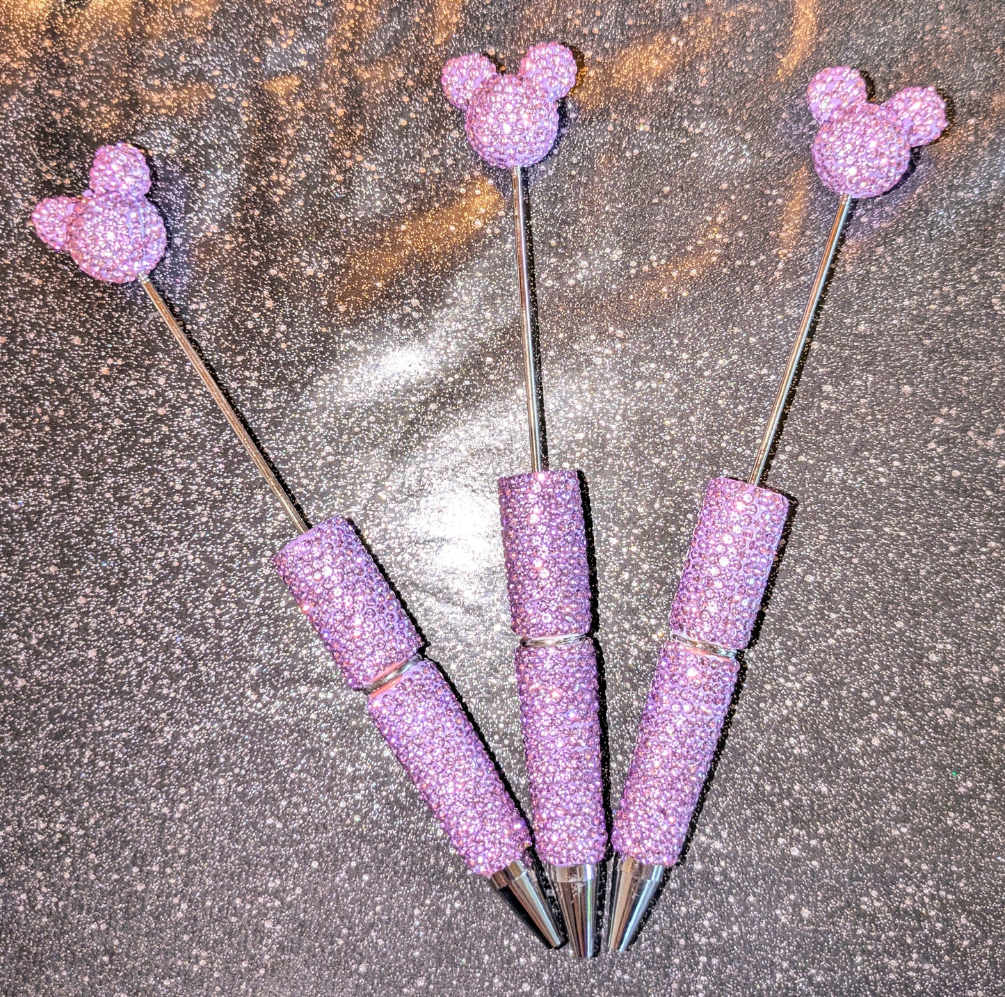 Strasskugelschreiber mit Mauskopf Lila