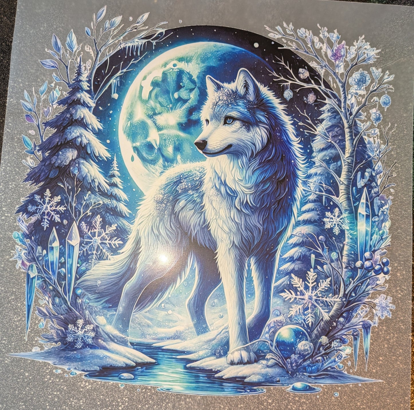 Großes Bügelbild Gr. L Wolf Winter GBB000106