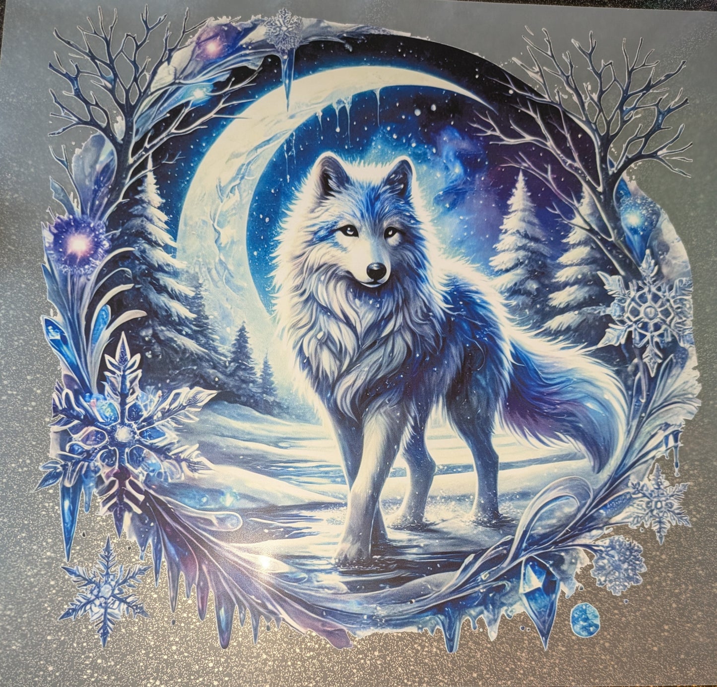 Großes Bügelbild Gr. L Wolf Mond GBB000095