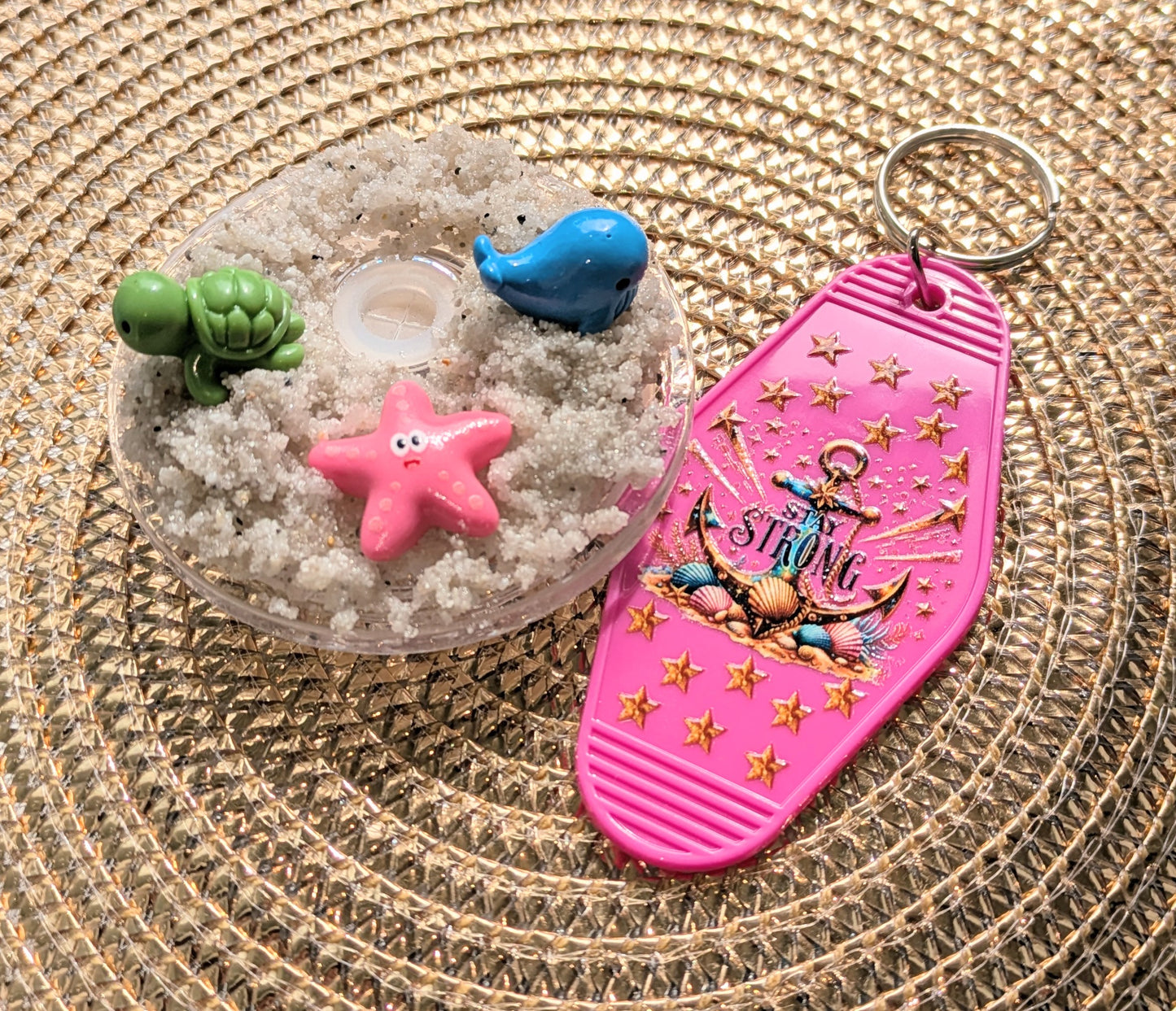 " Unter dem Meer " Quallen Becher mit Strand Deckel und Schlüsselanhänger