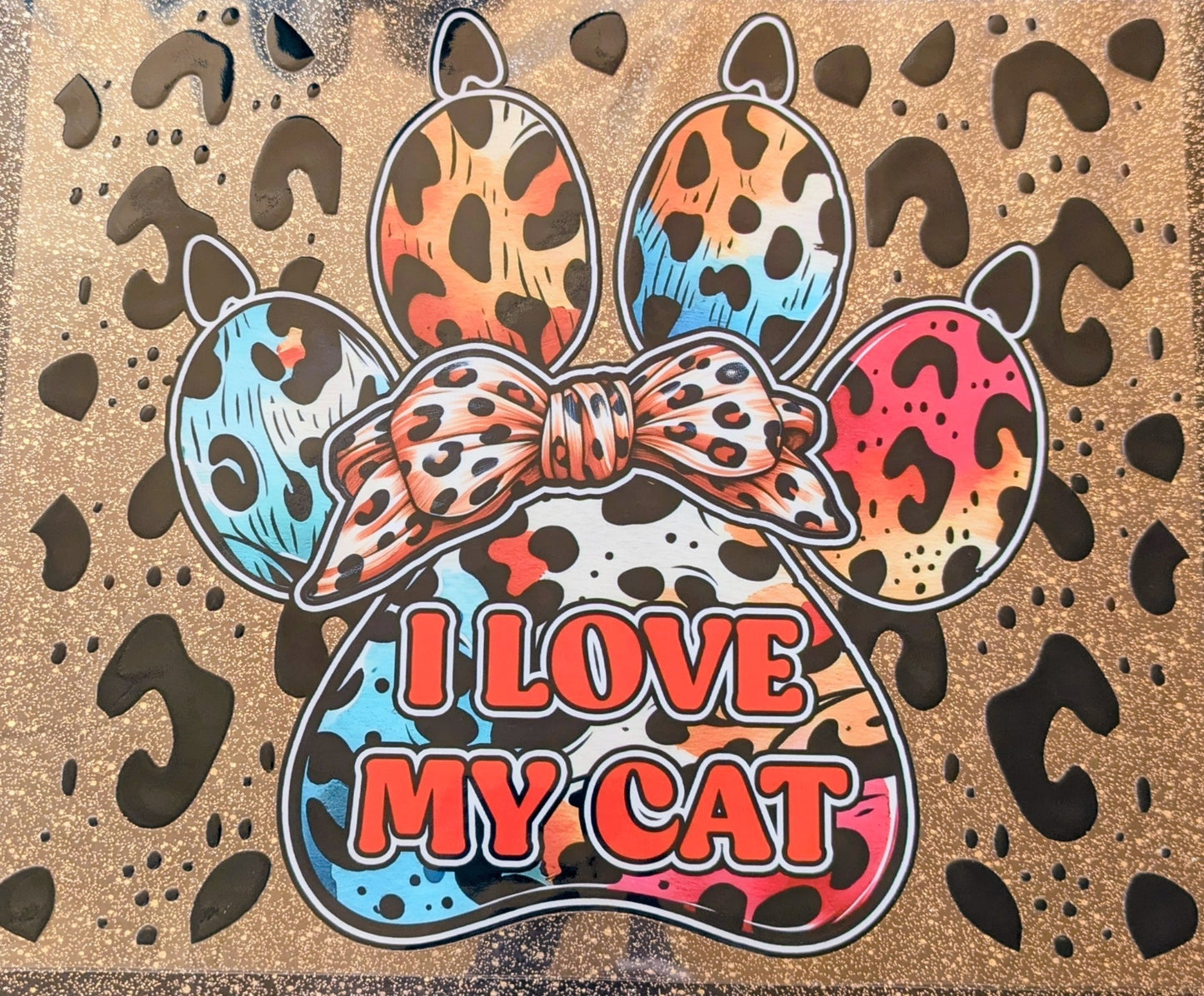 20 Oz Aufkleber I Love my Cat Pfote