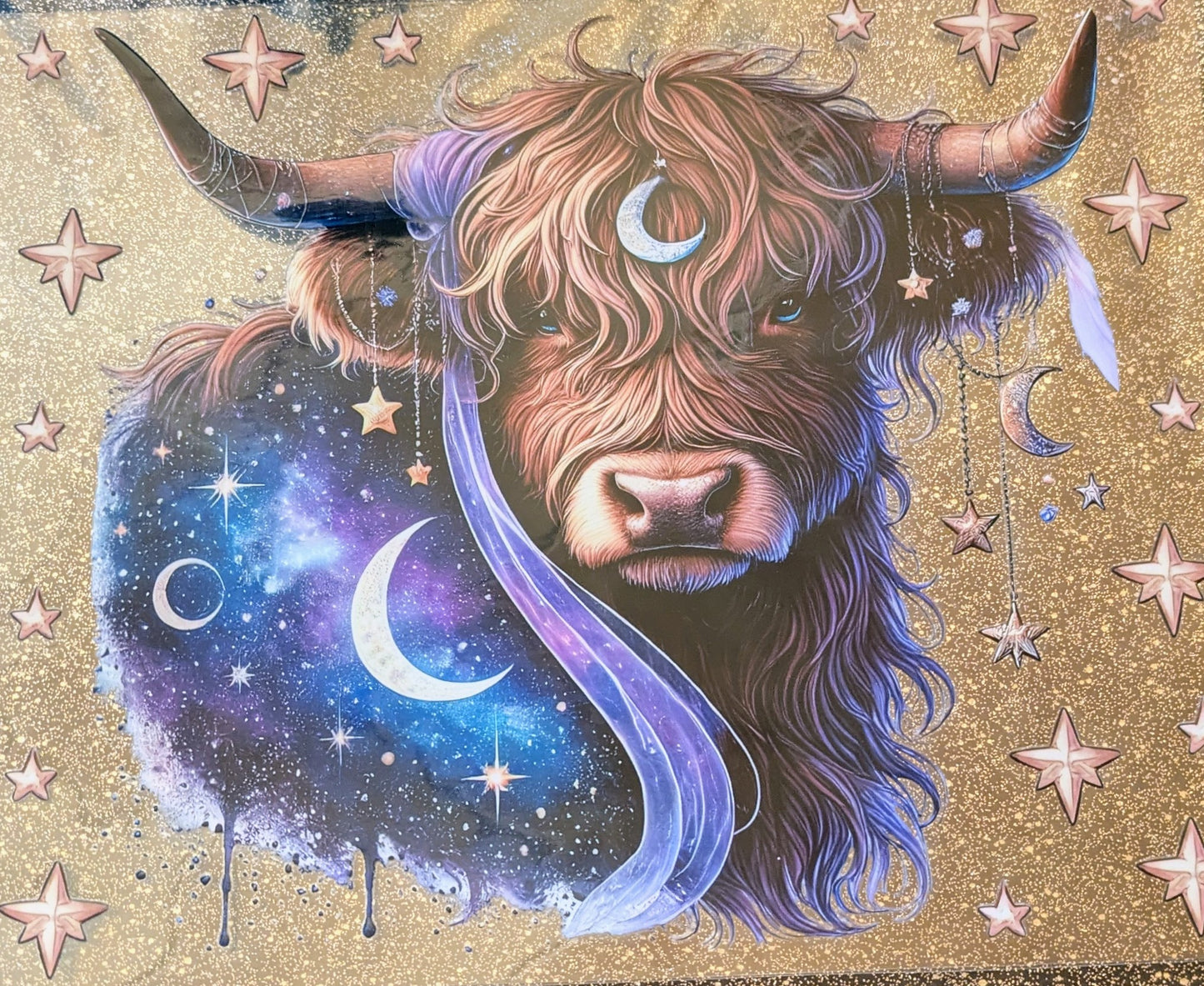 20 Oz Aufkleber Kuh nacht Mond