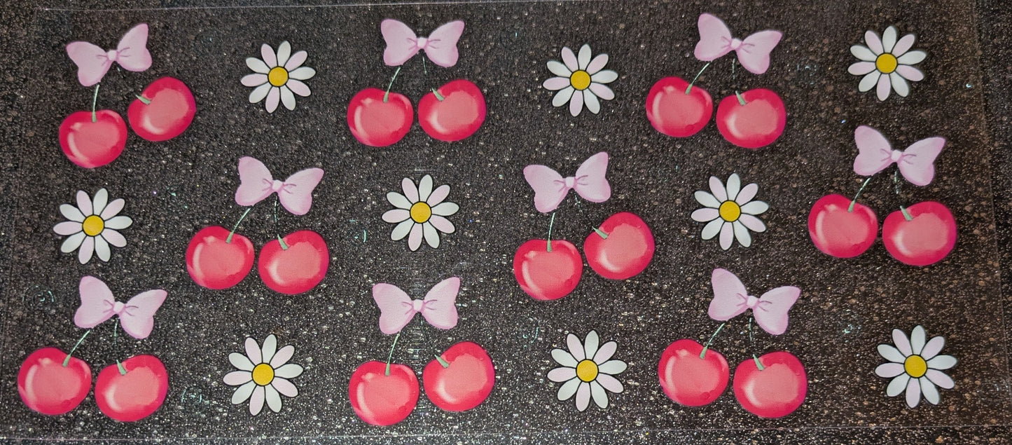 16 Oz Sticker Kirschen mit Schleifen rosa