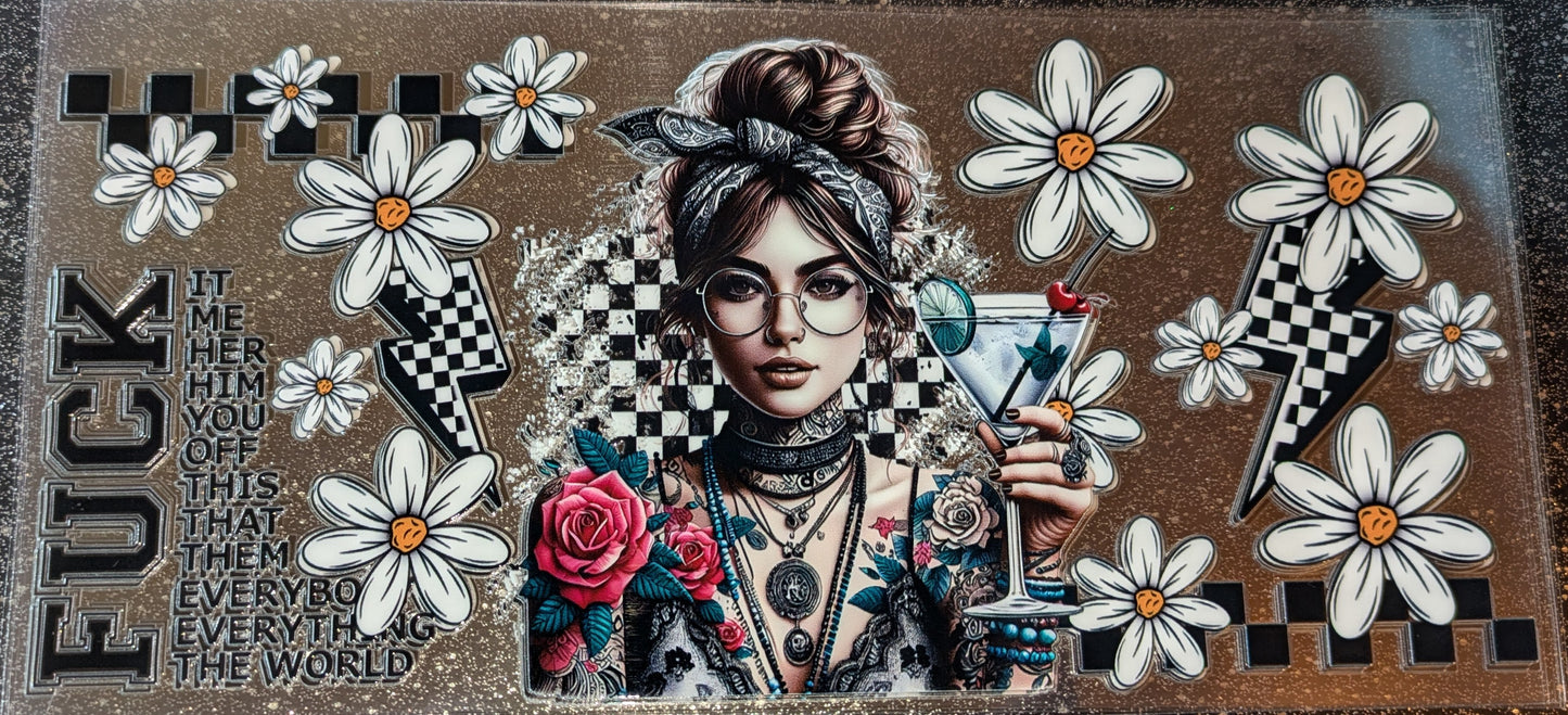16 Oz Sticker Tatoogirl Drink Cocktail Fuck