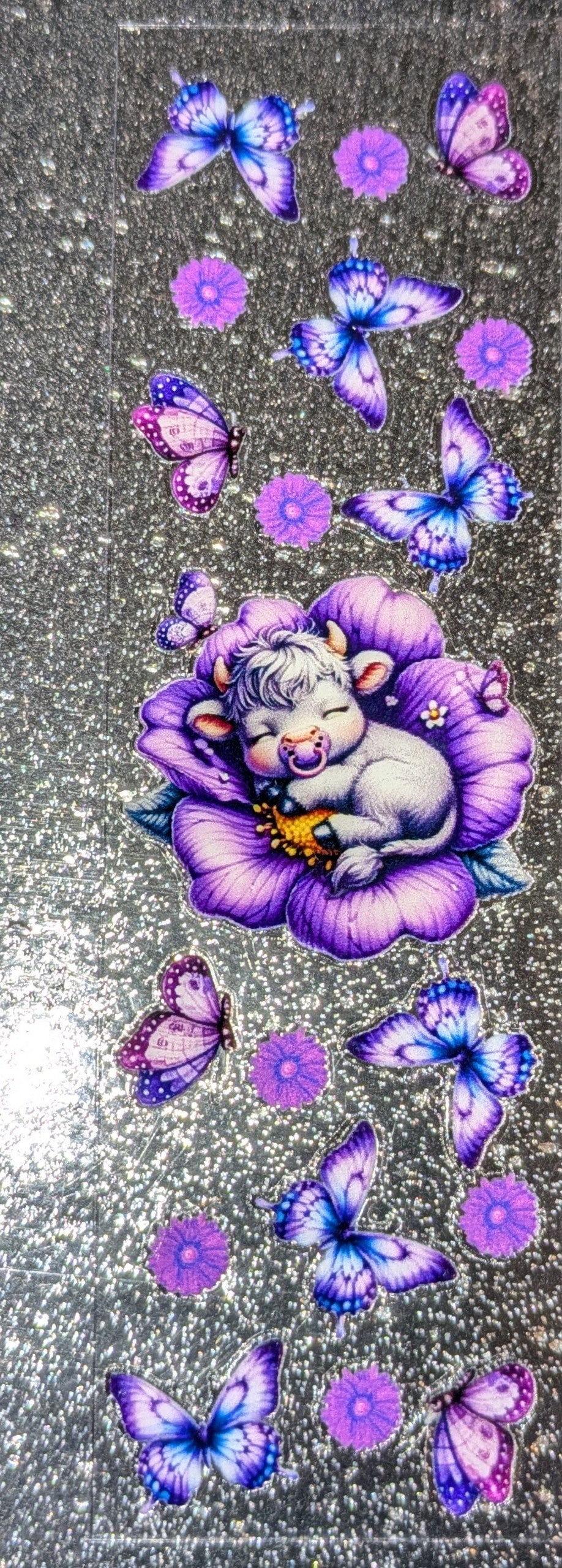 Kulisticker Sticker für Lesezeiche Kuh lila Blume