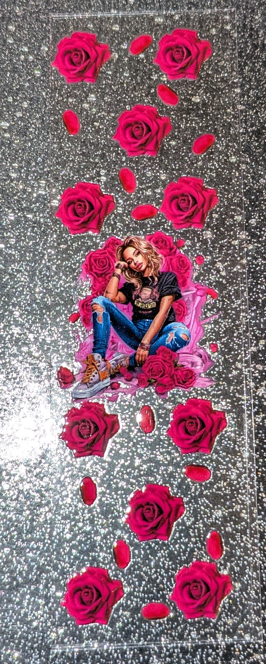 Kulisticker Sticker für Lesezeichen Tattoogirl Rosen