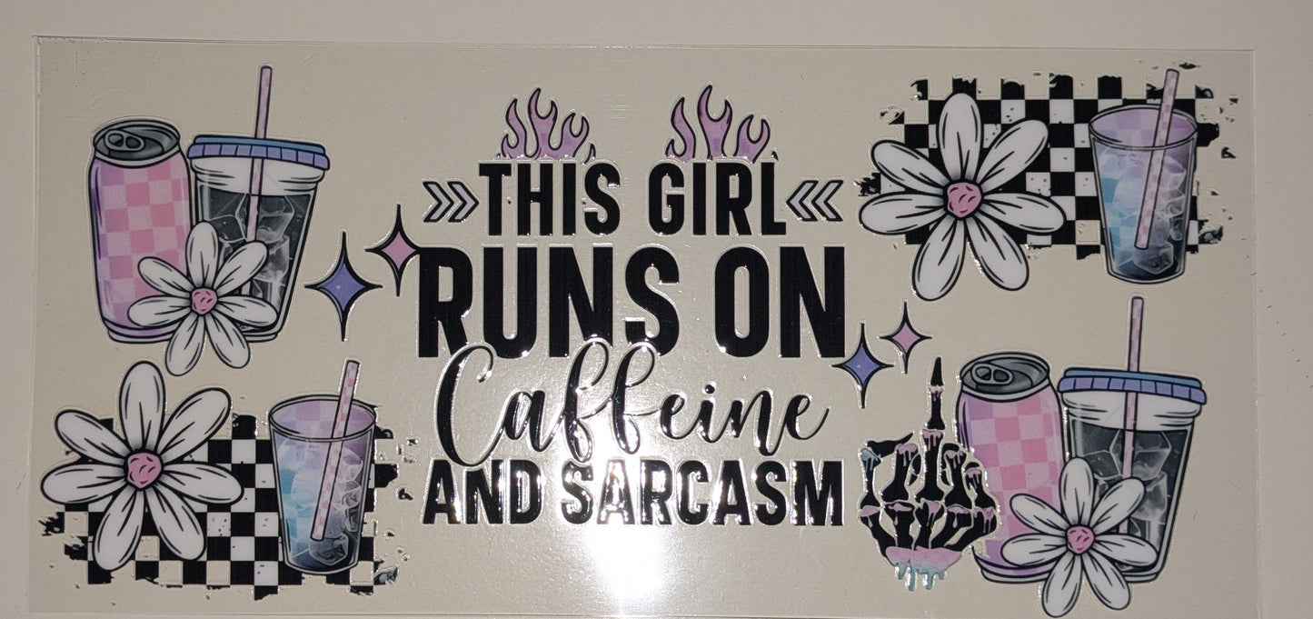 16 Oz Sticker Coffeine and Sarcasm CS000011