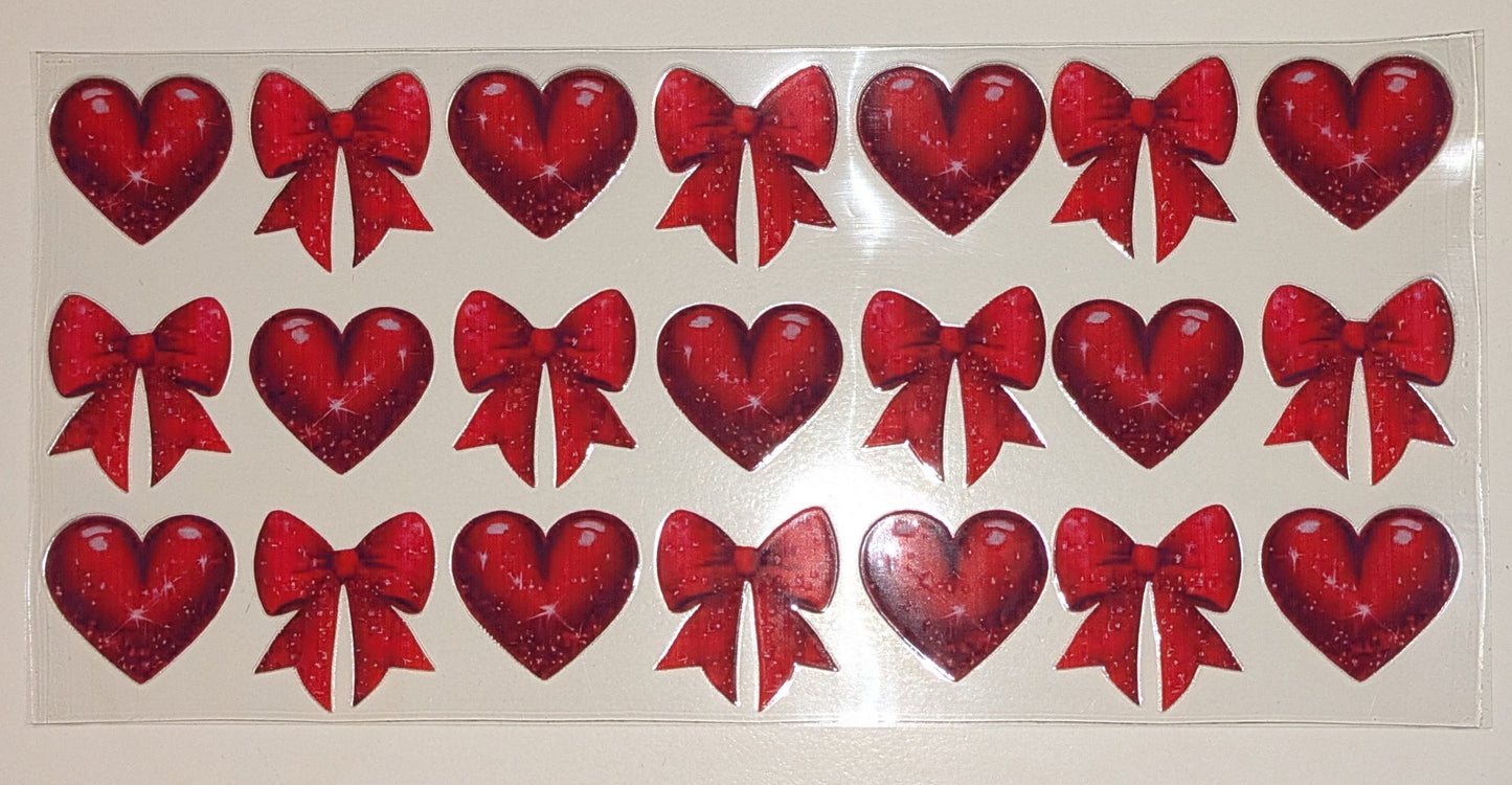 16 Oz Sticker Herzen Schleifen rot CS000027