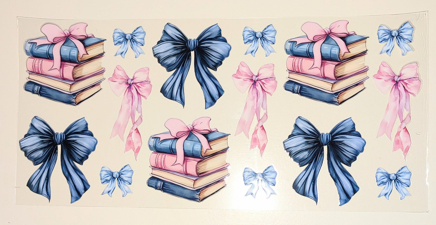 16 Oz Sticker Bücher Buch blau rosa Schleife CS000037