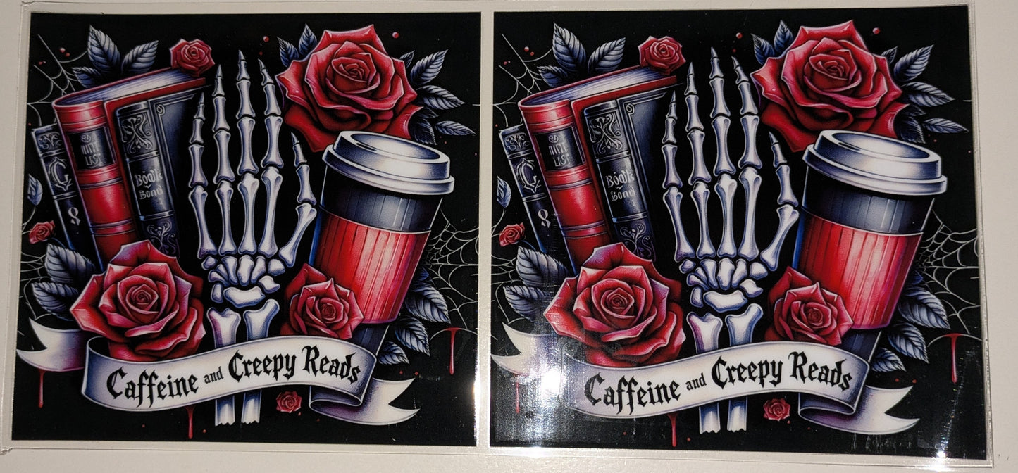 16 Oz Sticker Bücher Buch Coffeine and Creepy Reads CS000049