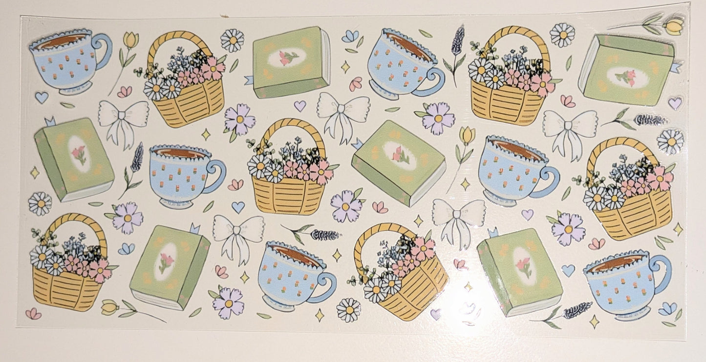 16 Oz Sticker Bücher Buch Korb Blumen Kaffee CS000060