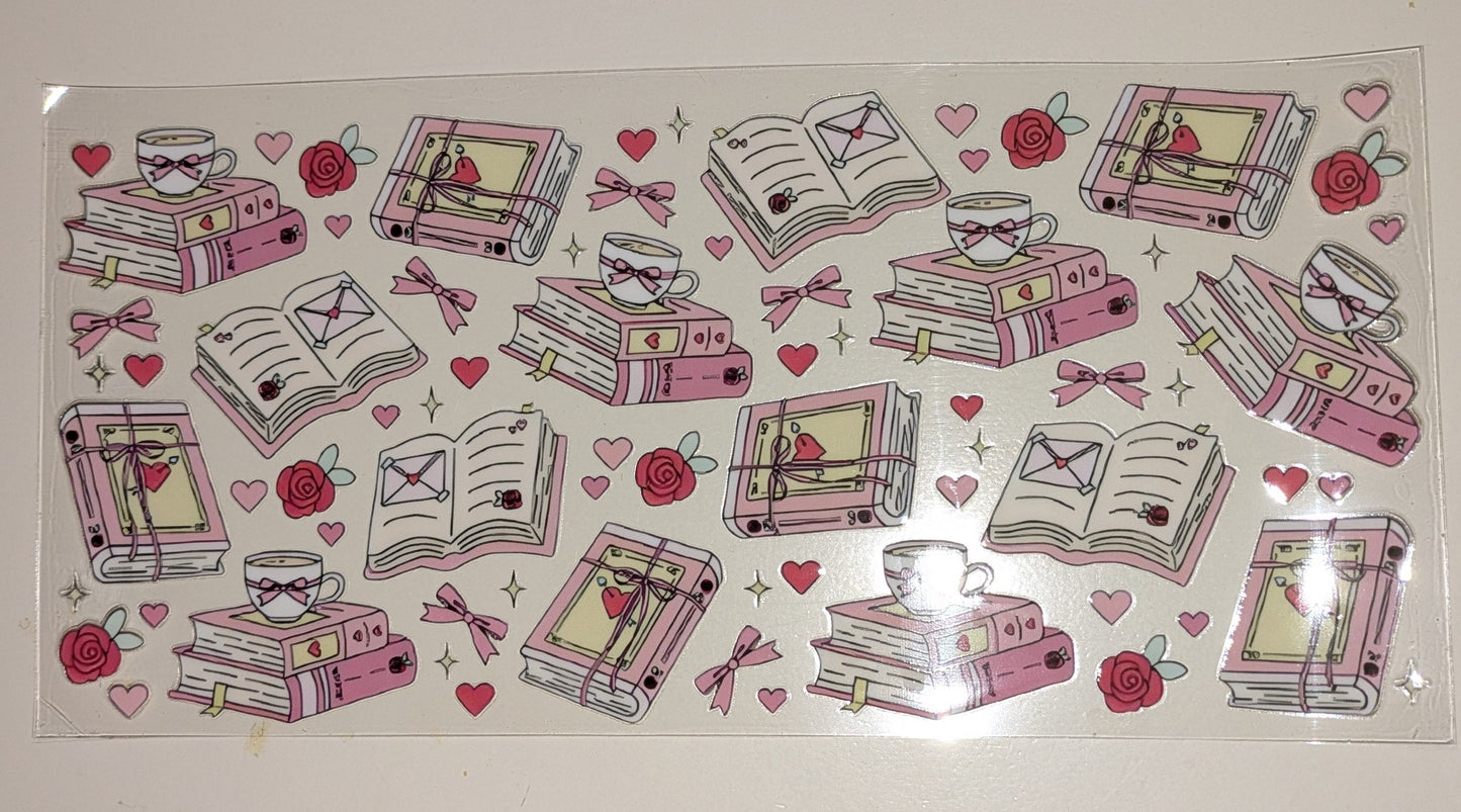 16 Oz Sticker Bücher Buch Herz Rose Tee Kaffee CS000072