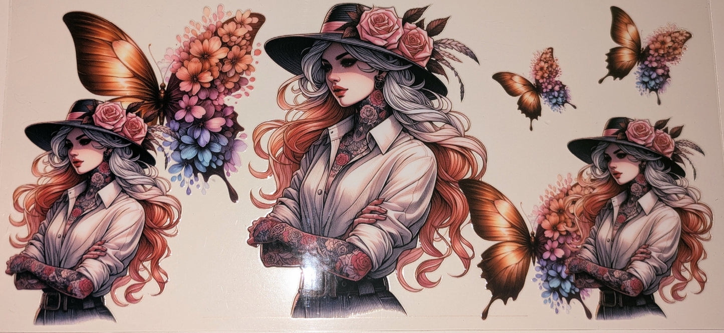 16 Oz Tattoogirl Hemd Schmetterlinge CS000108