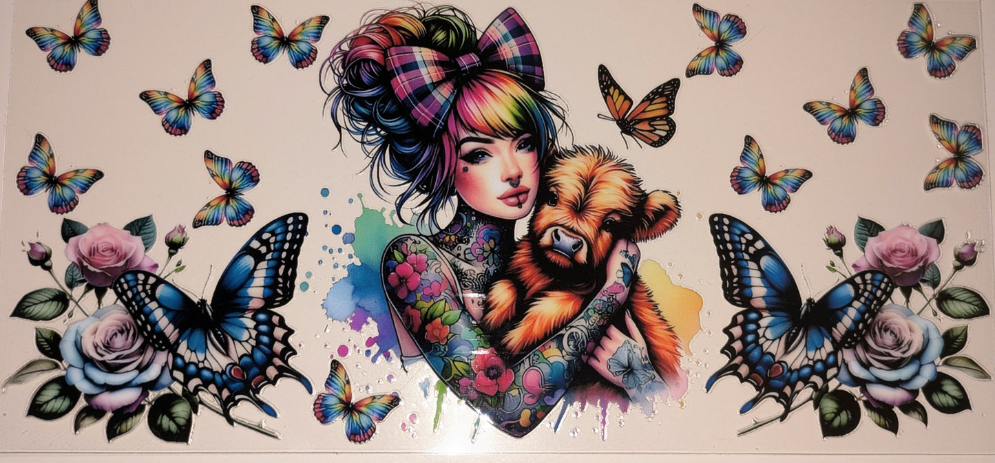16 Oz Tattoogirl Kuh Schmetterlinge CS000107