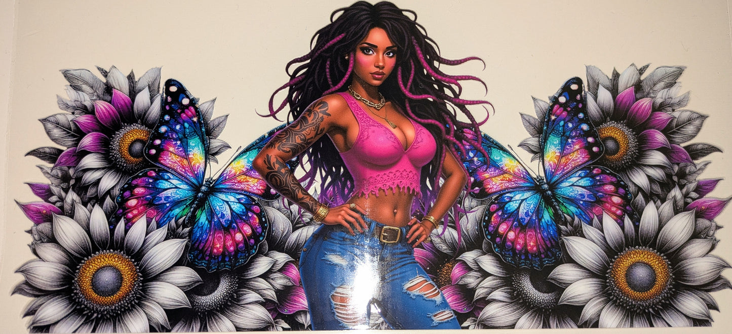 16 Oz Tattoogirl Sonnenblumen Schmetterlinge CS000106